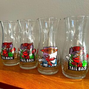 Vintage Red Lobster - Hurricane - Tail Back Glass Set of 4